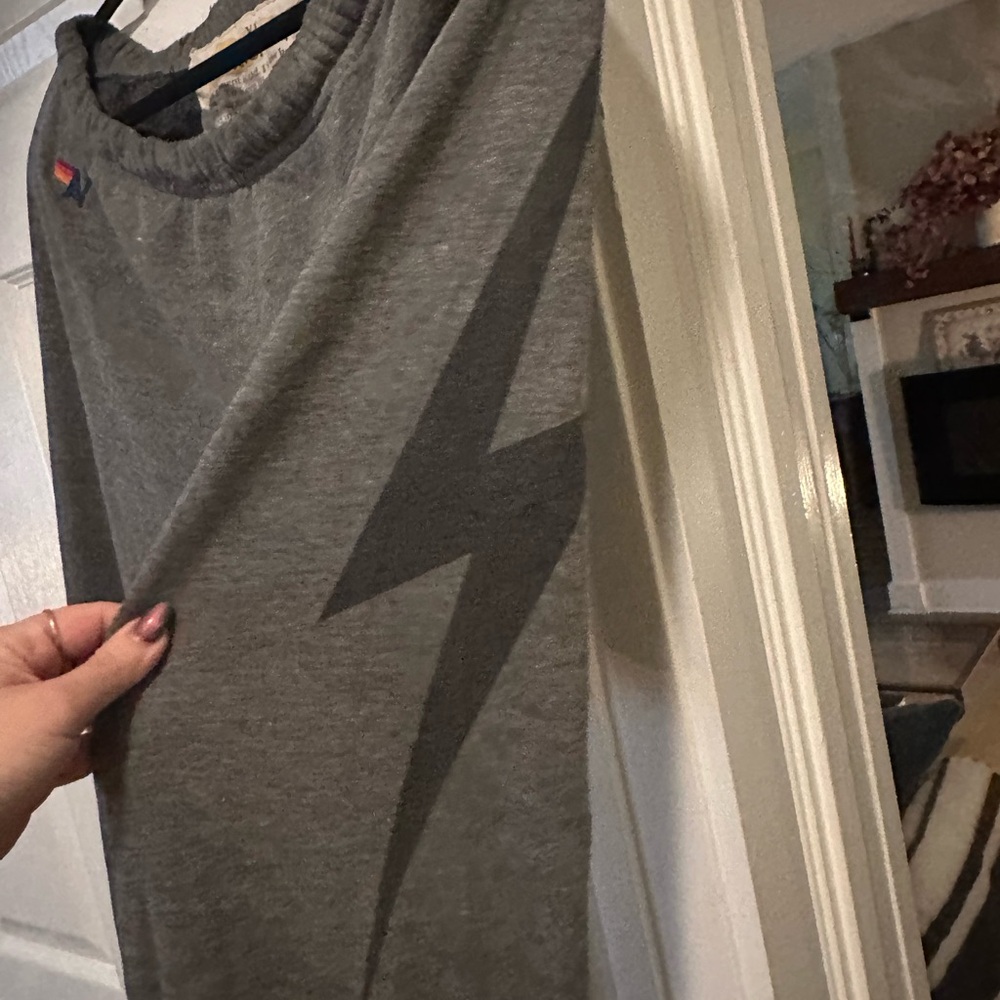 Aviator Nation Grey Lightning Bolt Sweatpants – Size XL